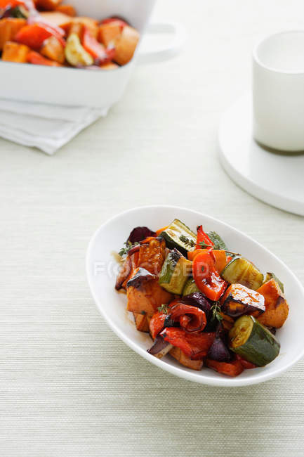 Bowls of roasted vegetables — Stock Photo