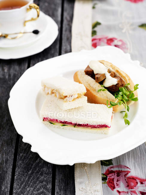 Placa de variedad de sándwiches - foto de stock
