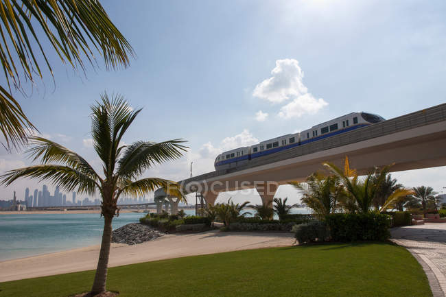 Monorail over tropical beach — Stock Photo