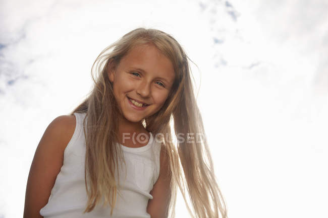 Close up of girls smiling face — Stock Photo