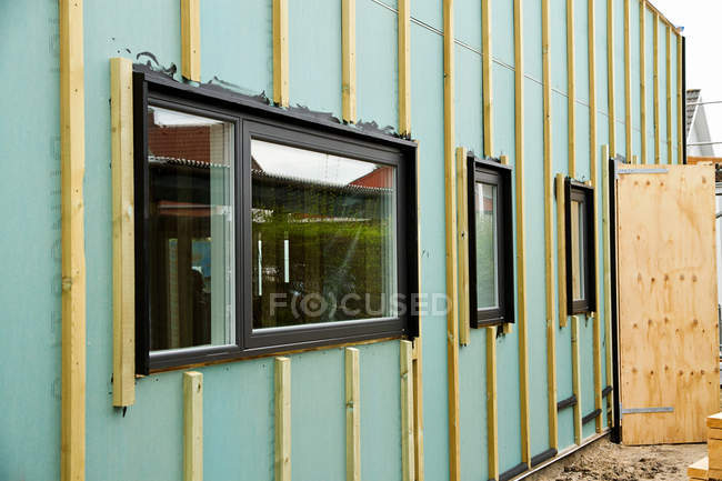 Windows of building under construction — Stock Photo