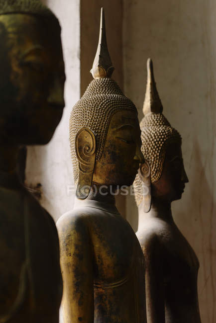 Fila de estatuas budistas - foto de stock
