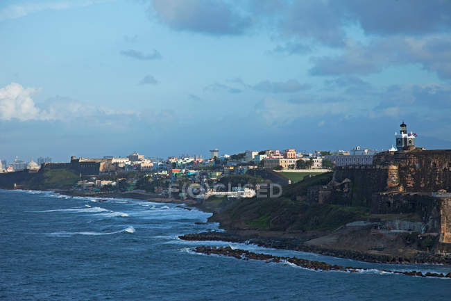 Aerial view of coastal cityscape — Stock Photo