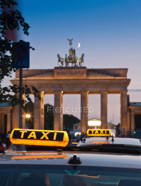 Close up of taxi signs on cabs — Stock Photo
