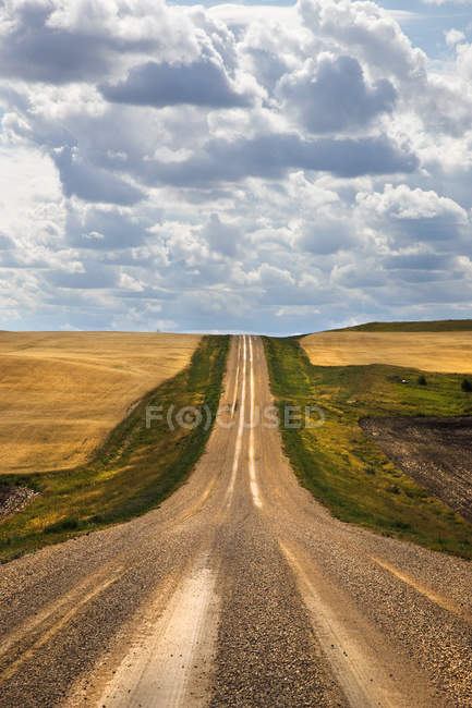 Estrada rural que atravessa a colina — Fotografia de Stock