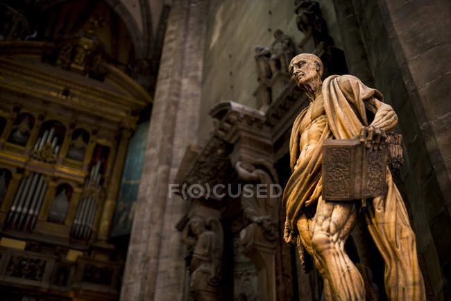 Estatua dentro de la Catedral de Milán - foto de stock