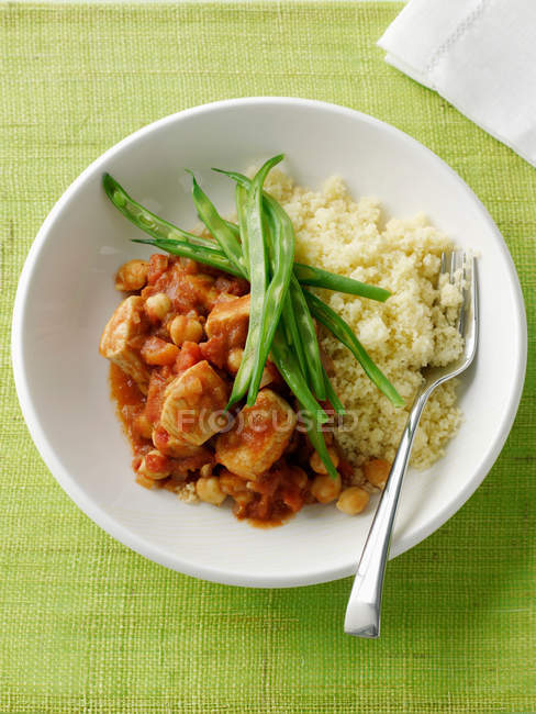 Cous cous with green beans — Stock Photo