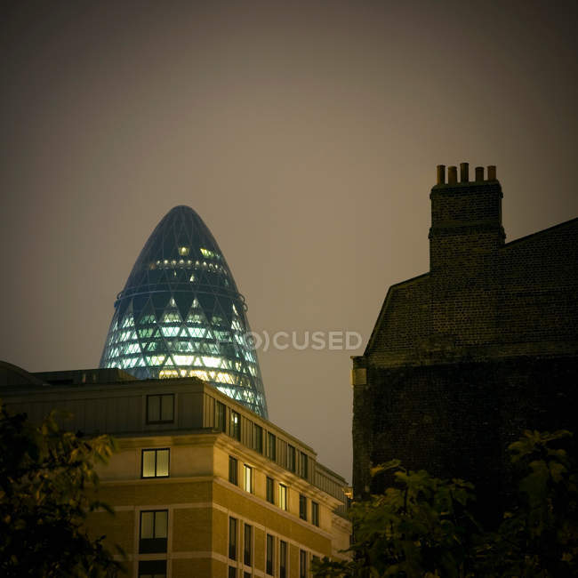 Gherkin building at night, London, UK — Stock Photo