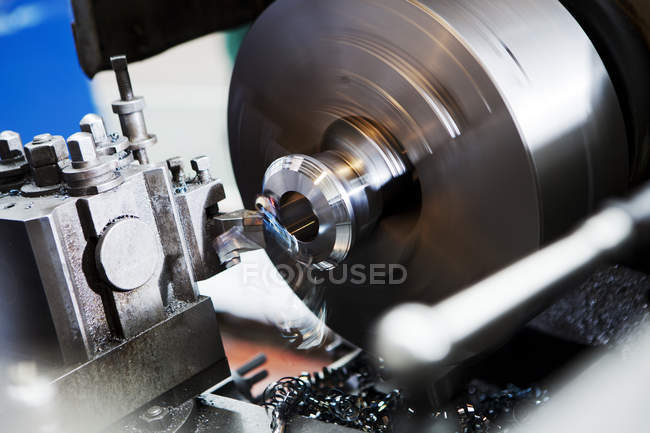 View of lathe in motion at factory — Stock Photo