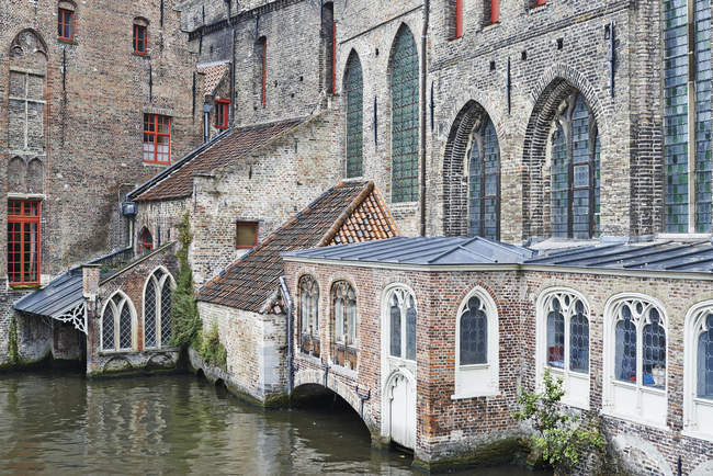 Various attached architectural exteriors, Bruges, Belgium — Stock Photo