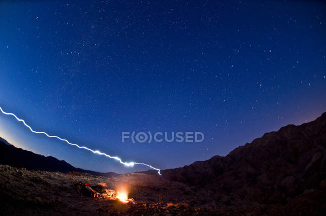 Desert campfire in Death Valley National Park — Stock Photo