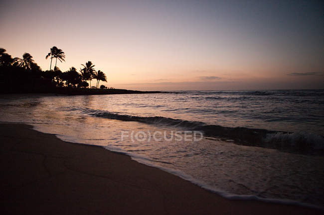 Plage hawaïenne au coucher du soleil — Photo de stock