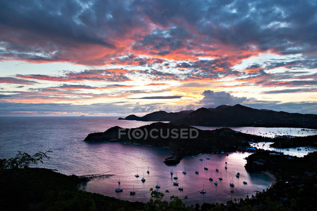 English harbour at sunset — Stock Photo