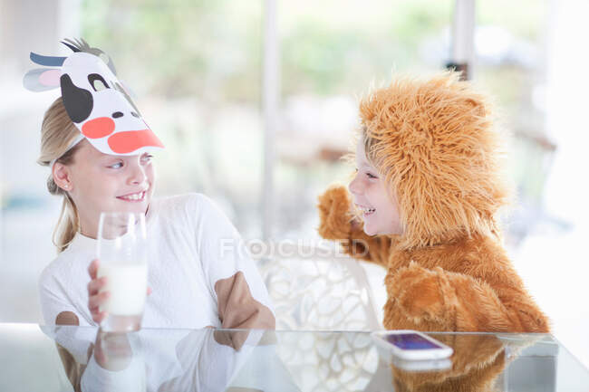 Girl with glass of milk — Stock Photo