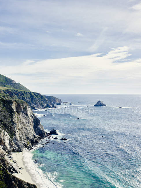 Vista della costa e del mare, Big Sur, California, Stati Uniti d'America — Foto stock