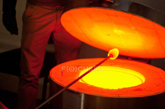 Cropped image of furnace in glass factory — Stock Photo