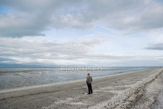 Man at Firth of Thames, Kaiaua — Stock Photo