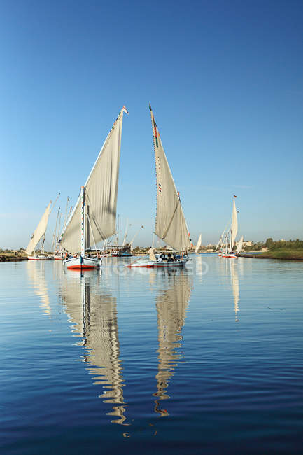 Barche Felucca sul fiume Nilo — Foto stock