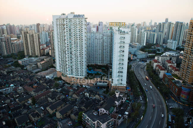 Вид з повітря на багатоквартирні будинки Шанхай — стокове фото