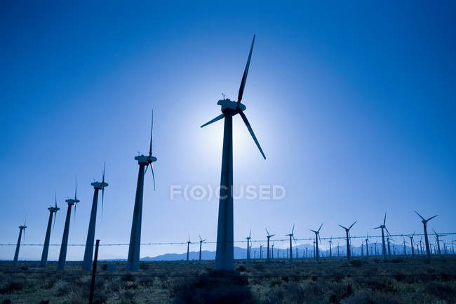 Вітрові турбіни, що виробляють електроенергію — стокове фото
