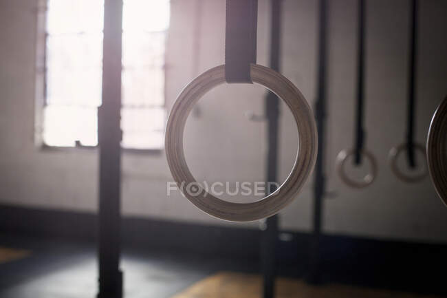 Fitness rings in gym — Stock Photo