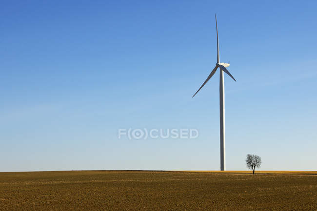Turbina eólica en campo, Reims, Francia - foto de stock