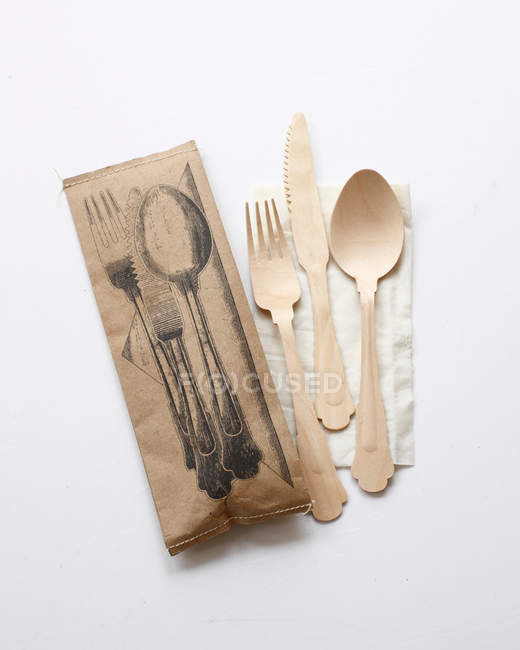 Disposable bamboo cutlery — Stock Photo