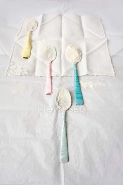 Spoons wrapped in ribbon — Stock Photo
