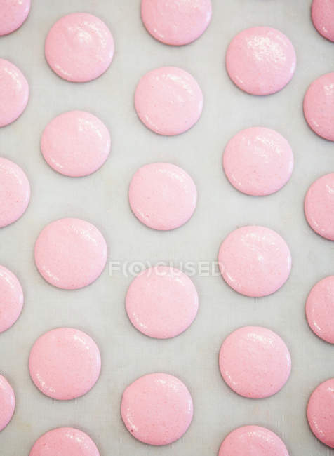 Pan of pink cookie dough ready to bake — Stock Photo
