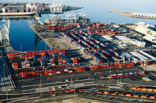 Vista aérea do porto de transporte, Los Angeles, Califórnia, EUA — Fotografia de Stock