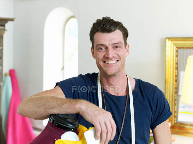 Mid adult tailor working from home, portrait — Stock Photo