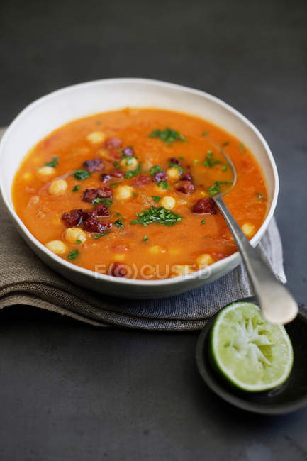 Bowl of soup with beans — Stock Photo