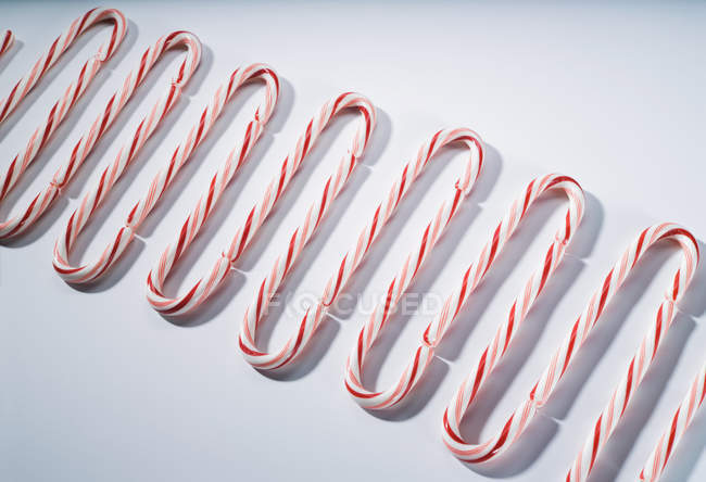 Candy canes in row — Stock Photo