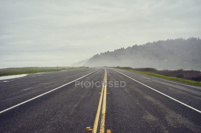 Пустое туманное Редвуд Хайвей — стоковое фото