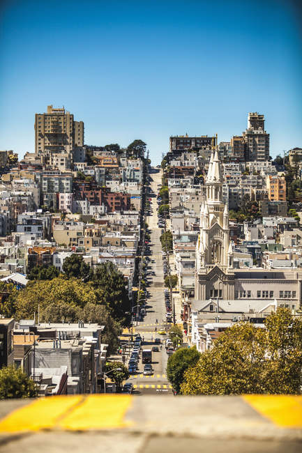 View of San Francisco street in sunlight — Stock Photo