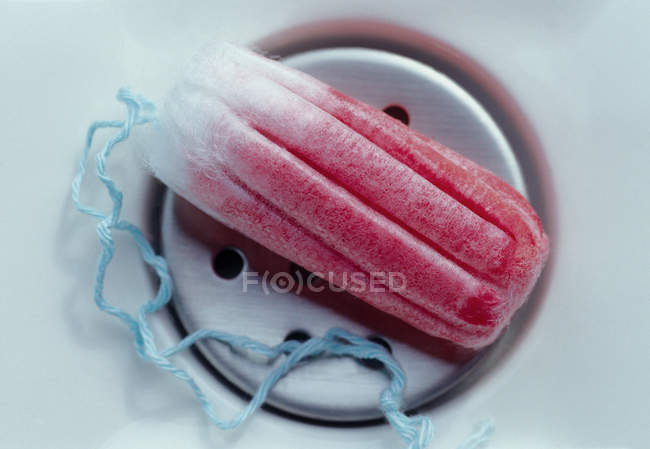 Closeup view of used tampon, healthy and hygiene concept — Stock Photo
