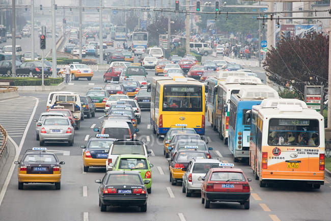 Rear view of Chinese traffic jam — Stock Photo