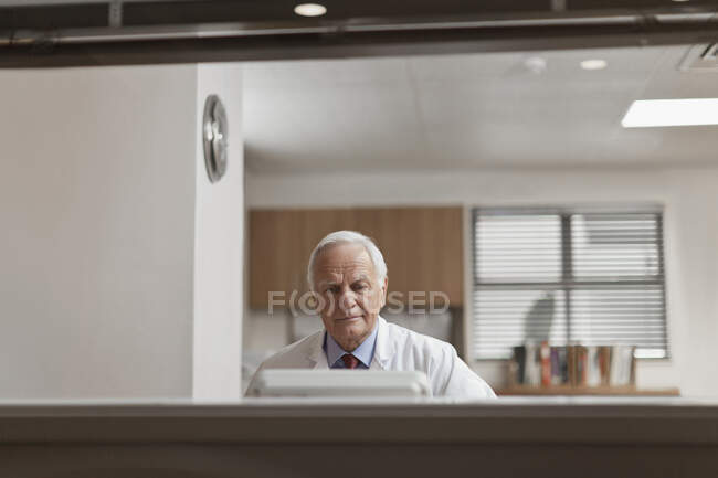 Doctor trabajando en el consultorio - foto de stock
