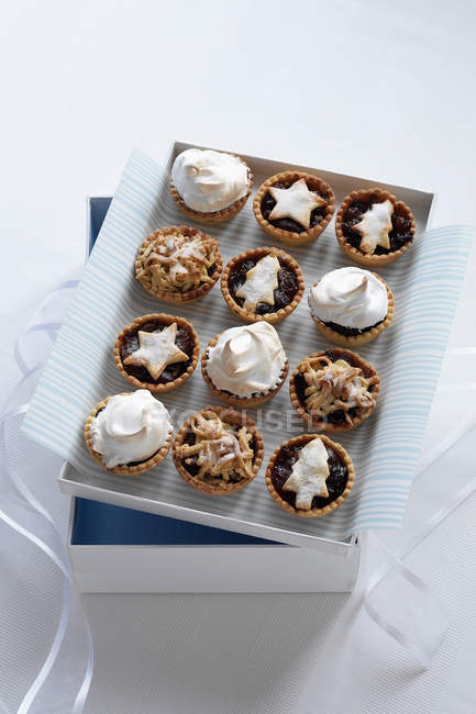 Christmas tarts in box — Stock Photo