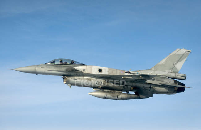 Polish F-16 block 52 fighter plane, north atlantic treaty organization — Stock Photo