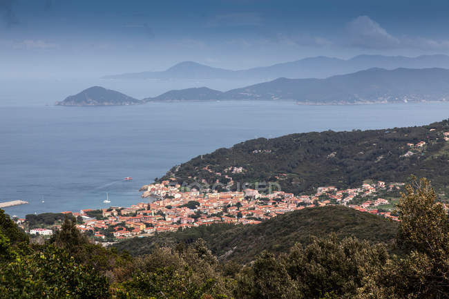 Distant view of  Marciana town — Stock Photo