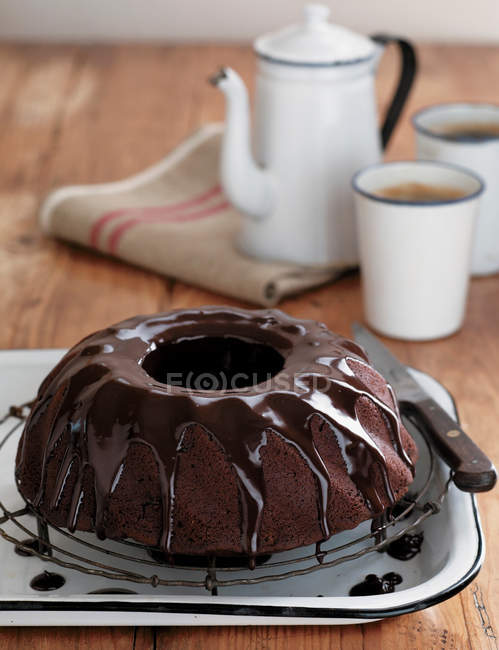 Chocolate cake and coffee — Stock Photo