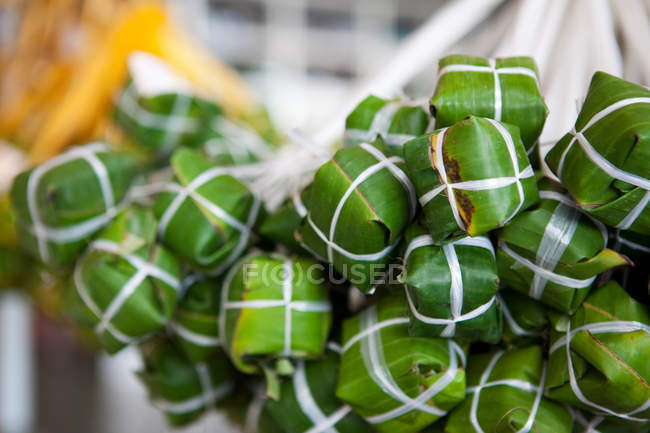 Close up of wrapped fermented meat — Stock Photo
