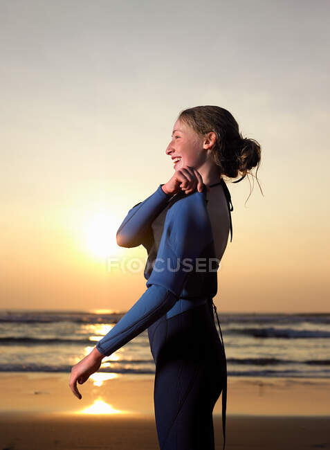 Portrait of a female surfer — Stock Photo