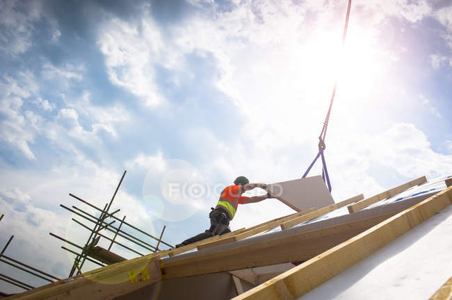 Worker on construction site — Stock Photo