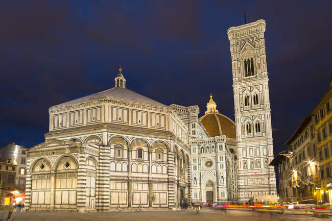 Florenz Kathedrale bei Nacht, Florenz, Toskana, Italien — Stockfoto