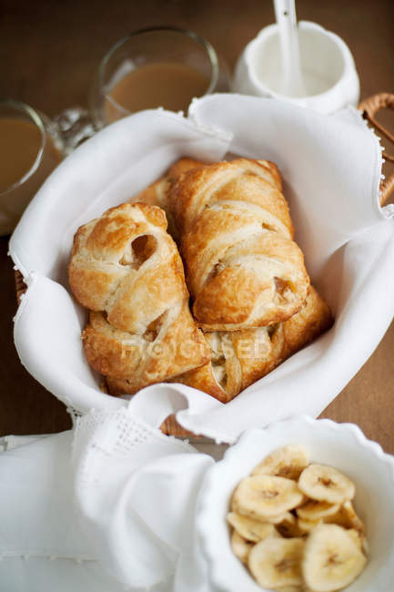 Pastries with banana chips — Stock Photo