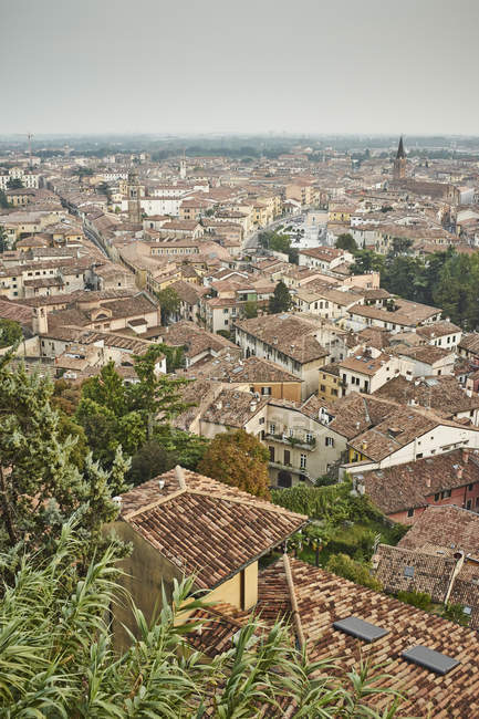 Vue surélevée des bâtiments de la ville de Vérone, Italie — Photo de stock