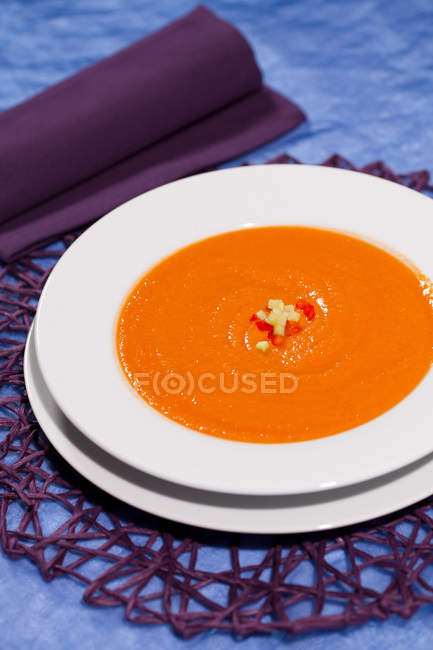 Tigela de Sopa de Gazpacho — Fotografia de Stock