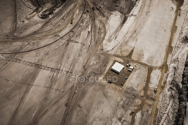 Aerial view of strip coal mining field — Stock Photo